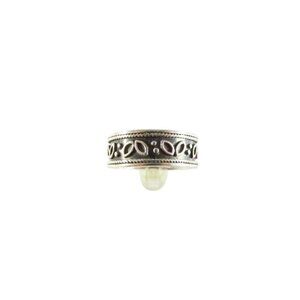 Sterling Silver Etched Band Ring Size 7.5 With Recessed Design & Signed By T.T.